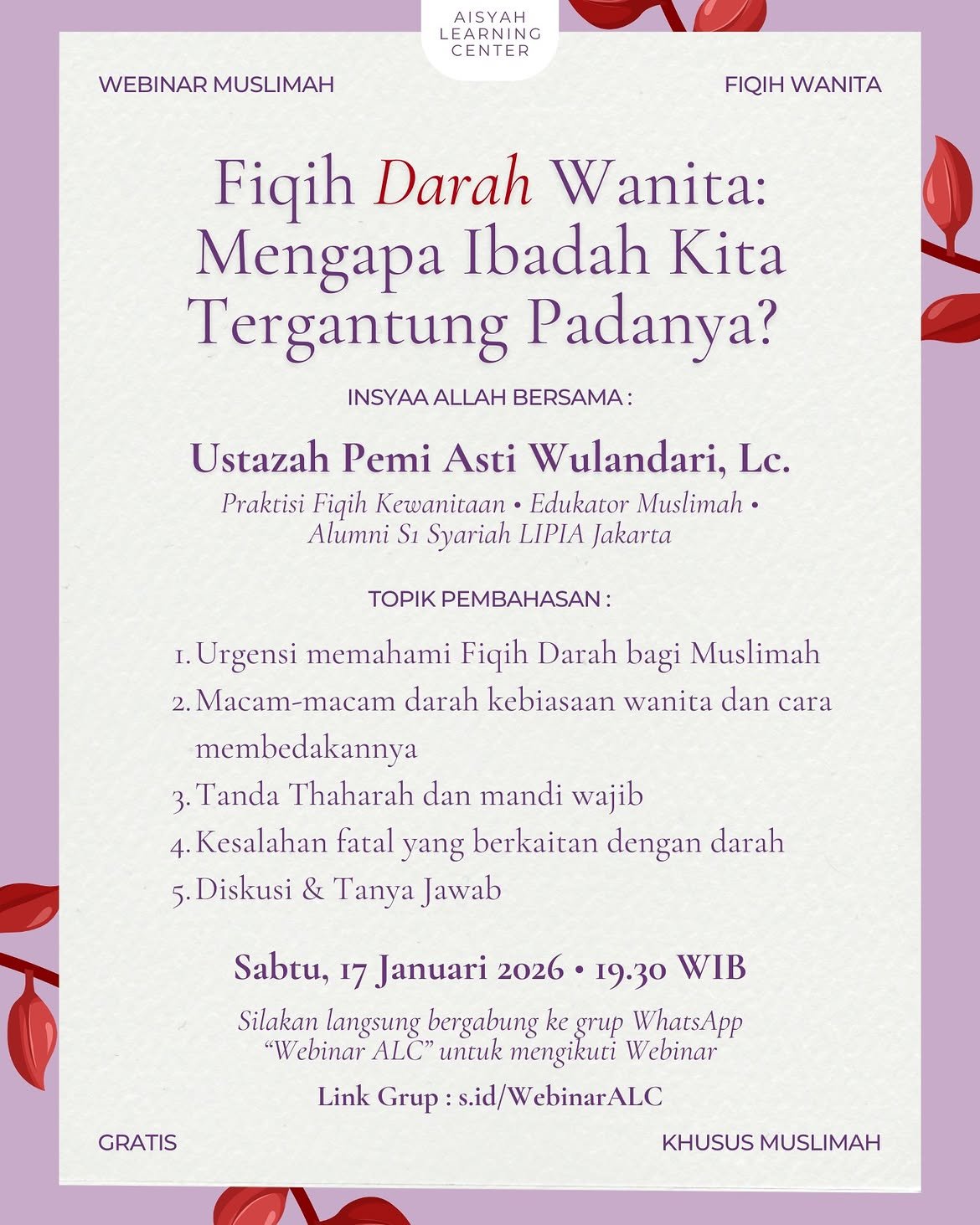 Webinar Muslimah: Fiqih Darah Wanita